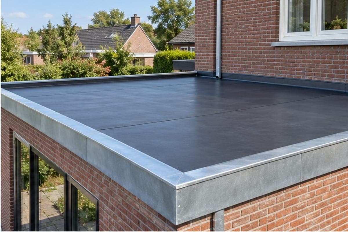 Strak EPDM dak op een aanbouw